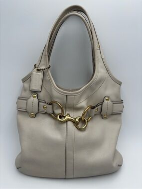 Coach Y2K Belted Ergo Cream Leather Hobo Shoulder Bag
